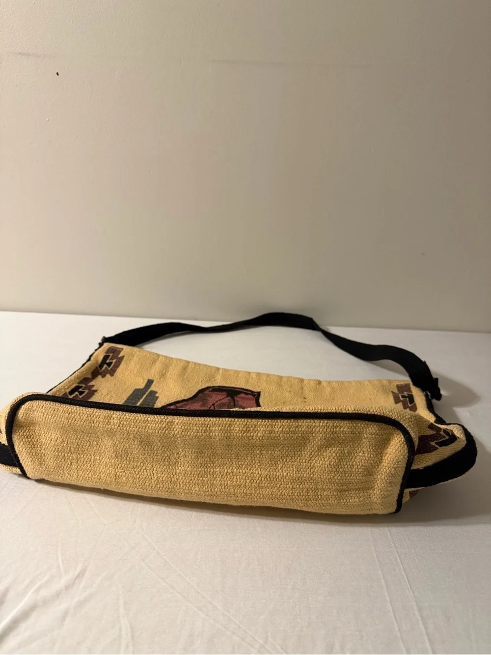 Southwestern Canvas Satchel with Black Strap